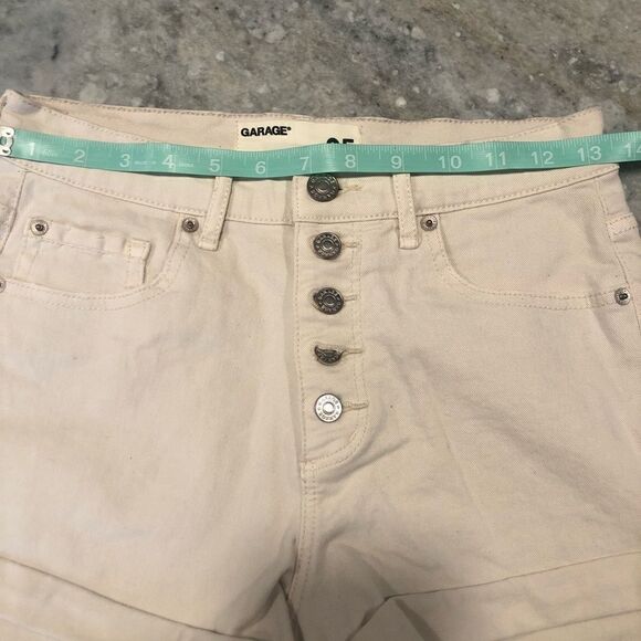 GARAGE SHORTS, RETRO High Waist Stretch, Cream Size 5 - Picture 8 of 9